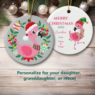 Niedliche Weihnachtsfeier Flamingo Wreath Grandtoc Keramik Ornament
