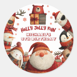 Niedliche Weihnachtsfeier für Kinder Runder Aufkleber