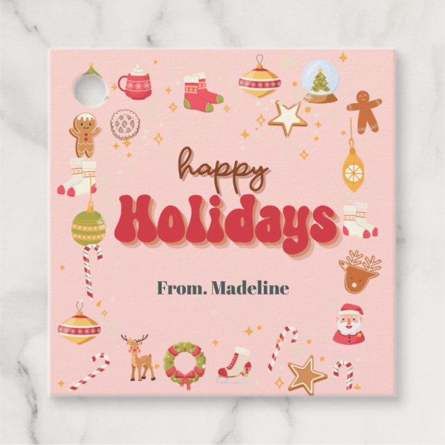 Niedliche Weihnachtsfeier Geschenkanhänger (Vorderseite)