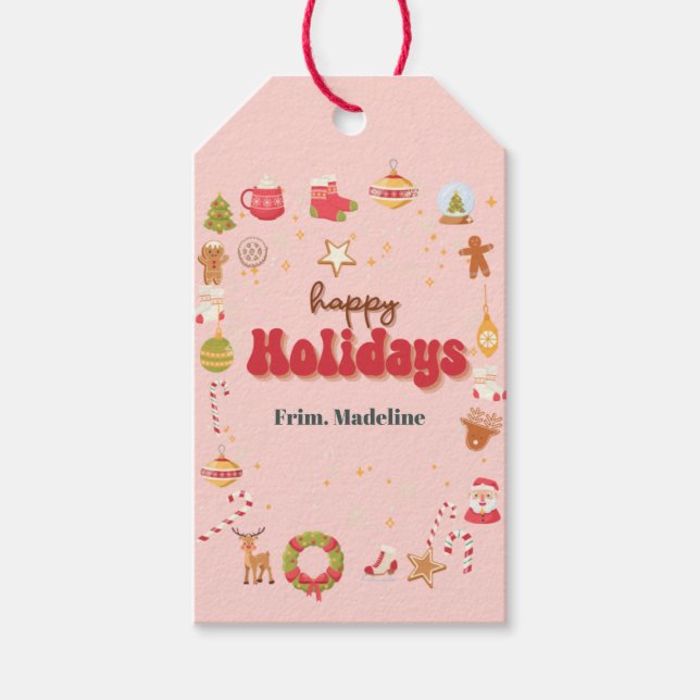 Niedliche Weihnachtsfeier Geschenkanhänger (Vorderseite)