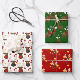 Niedliche Weihnachtsfeier Geschenkpapier Set