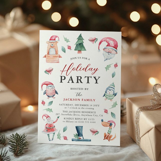 Niedliche Weihnachtsfeier im Winter Einladung (Von Creator hochgeladen)