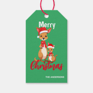 Niedliche Weihnachtsfeier Mama Kid Kangaroo Santa Geschenkanhänger