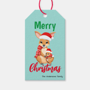 Niedliche Weihnachtsfeier Mama Kid Kangaroo Santa  Geschenkanhänger