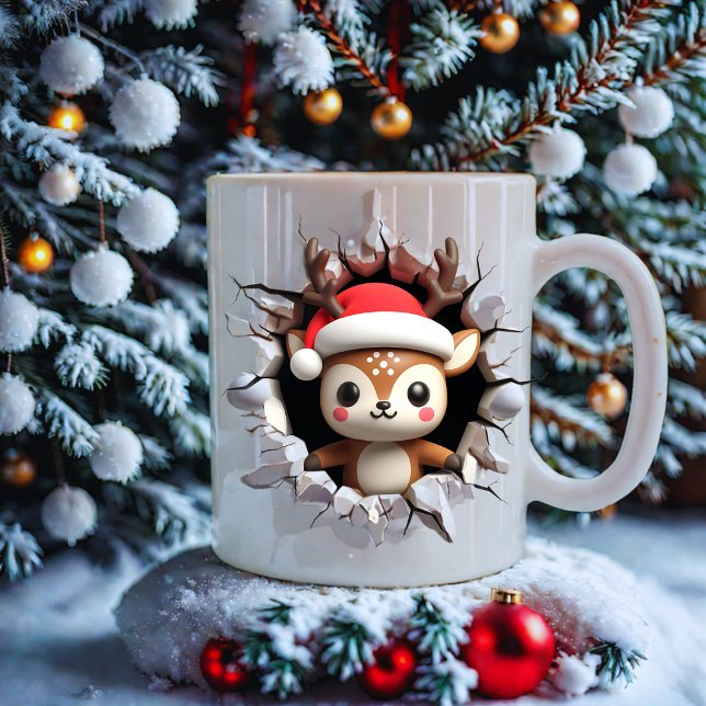 Niedliche Weihnachtsfeier mit Weihnachtsmannmütze Kaffeetasse (Von Creator hochgeladen)