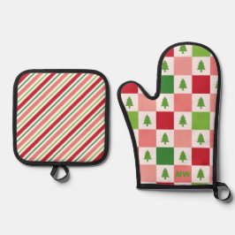 Niedliche Weihnachtsfeier Ofenhandschuh & Topflappen-Set