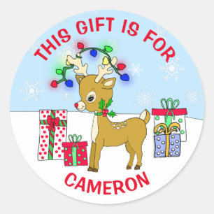 Niedliche Weihnachtsfeier Personalisierter Geschen Runder Aufkleber