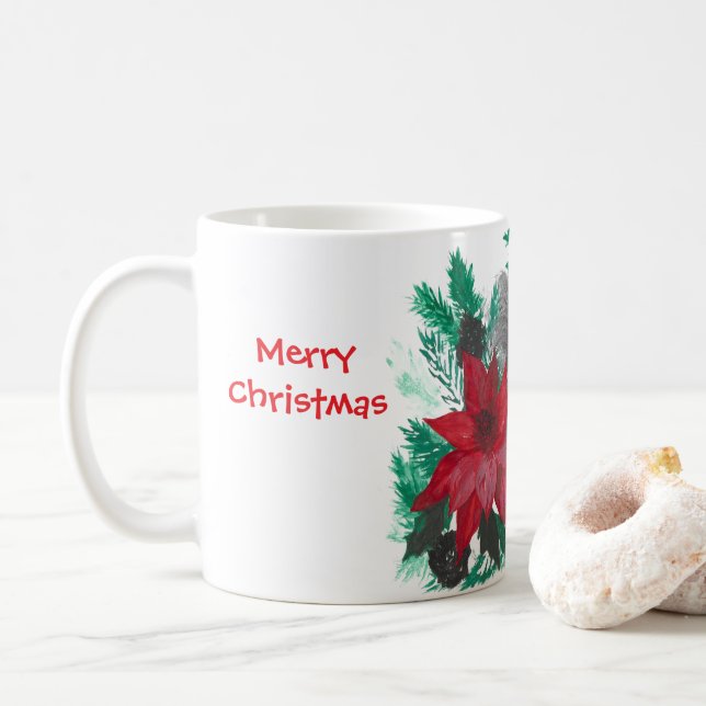 Niedliche Weihnachtsfeier Poinsettia Kaffee Tee Cu Kaffeetasse (Mit Donut)