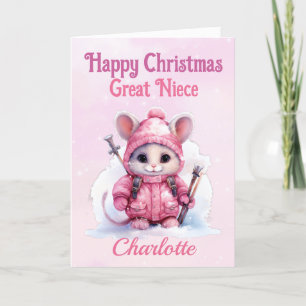 Niedliche Weihnachtsfeier Rosa Wintermaus Feiertagskarte