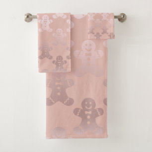 Niedliche Weihnachtsfeier Rose Gold Gingerbrei Man Badhandtuch Set