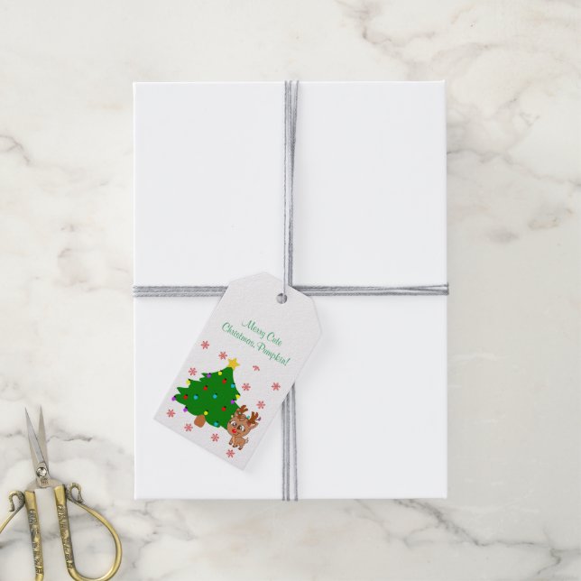 Niedliche Weihnachtsfeier Roter Rudolph Tree Gesch Geschenkanhänger (Mit Garn)