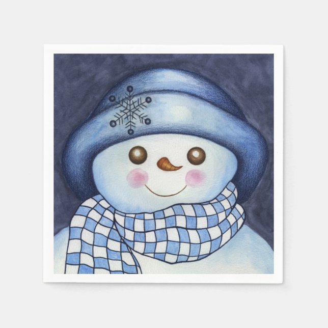 Niedliche Weihnachtsfeier Snowman Napkins Serviette (Vorderseite)