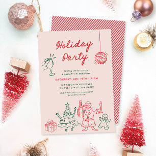Niedliche Weihnachtsfeier von Funky Doodles Einladung