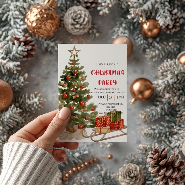 Niedliche Weihnachtsfeier Weihnachtsfest Weihnacht Einladung (Von Creator hochgeladen)