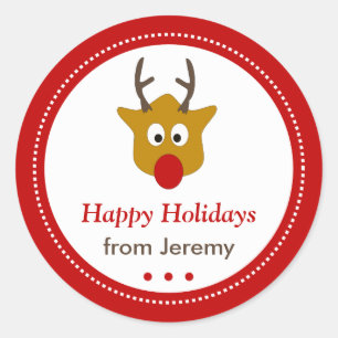 Niedliche Weihnachtsfeiertage bei Reindeer Runder Aufkleber