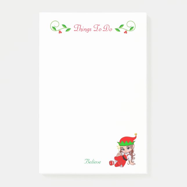 Niedliche Weihnachtsfeiertage Elf Dinge zu tun Pos Post-it Klebezettel (Vorderseite)