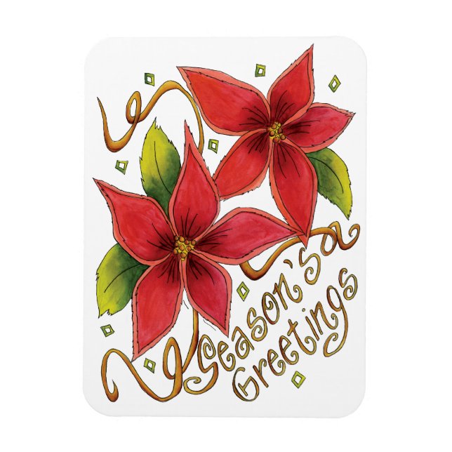 Niedliche Weihnachtsfeiertage mit Poinsettias Magnet (Vertikal)