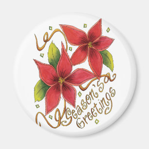 Niedliche Weihnachtsfeiertage mit Poinsettias Magnet
