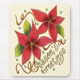 Niedliche Weihnachtsfeiertage mit Poinsettias Mousepad