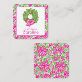 Niedliche Weihnachtsfeiertage Rosa grüne Kleider U Mitteilungskarte