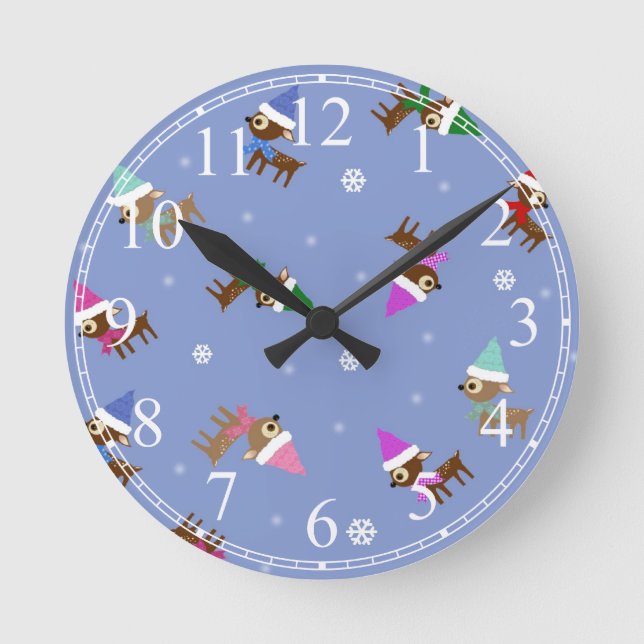 Niedliche Weihnachtsfeiertage Runde Wanduhr (Vorderseite)