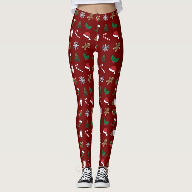Niedliche Weihnachtsfeiertage-Symbole Leggings (Vorderseite)