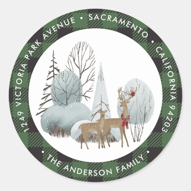 Niedliche Weihnachtsfeste Rücksendeadressen-Aufkle Runder Aufkleber (Vorderseite)