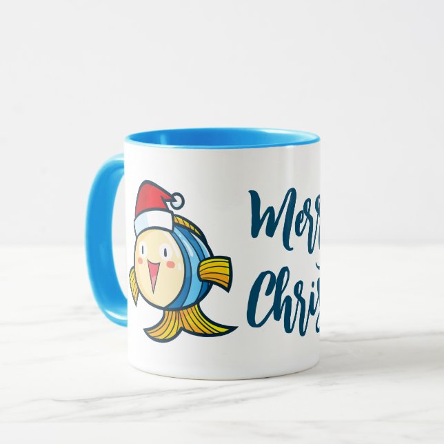 Niedliche Weihnachtsfische Tasse (Vorderseite Links)