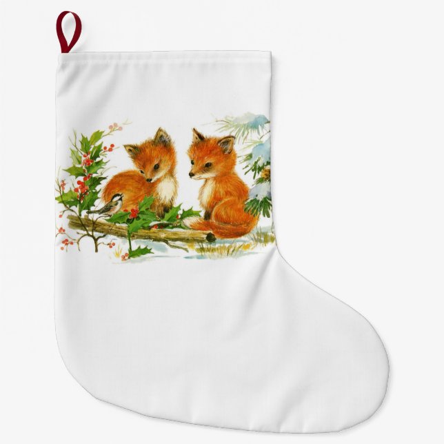 Niedliche Weihnachtsfoxen Großer Weihnachtsstrumpf (Vorderseite)