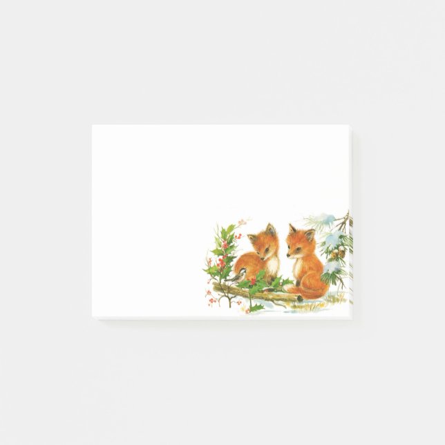 Niedliche Weihnachtsfoxen Post-it Klebezettel (Vorderseite)