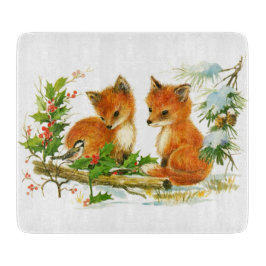 Niedliche Weihnachtsfoxen Schneidebrett