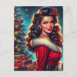 Niedliche Weihnachtsfrau Postkarte