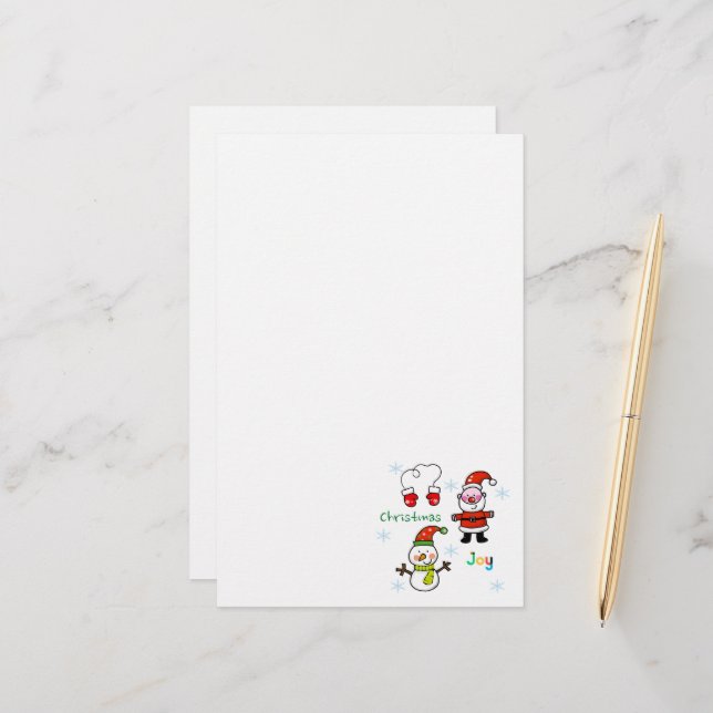 niedliche Weihnachtsfreude Briefpapier (Vorderseite/Rückseite Beispiel)
