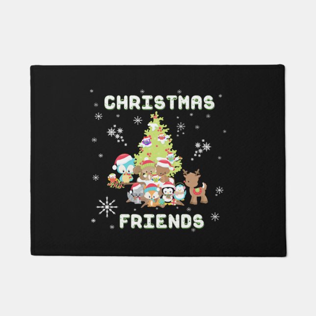Niedliche Weihnachtsfreunde Fußmatte (Vorderseite)