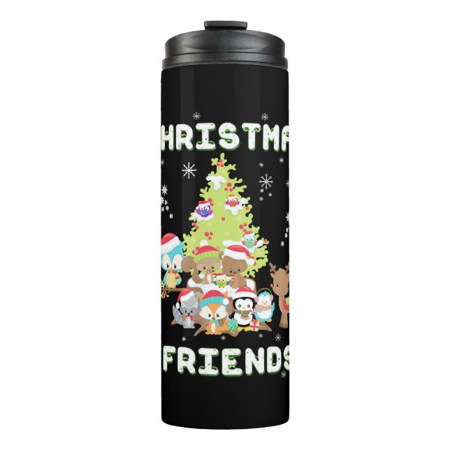 Niedliche Weihnachtsfreunde Thermosbecher (Vorderseite)