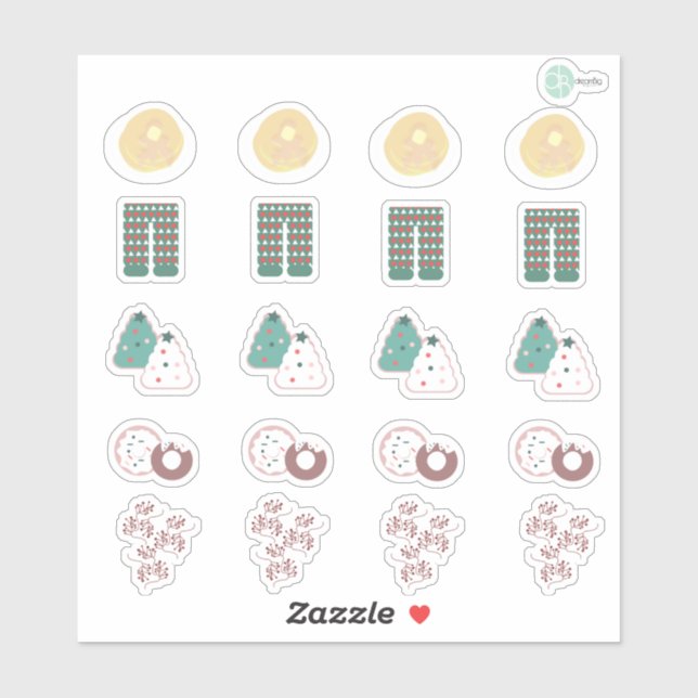 Niedliche Weihnachtsfrühstücksplaner Stickers Aufkleber (Blatt)