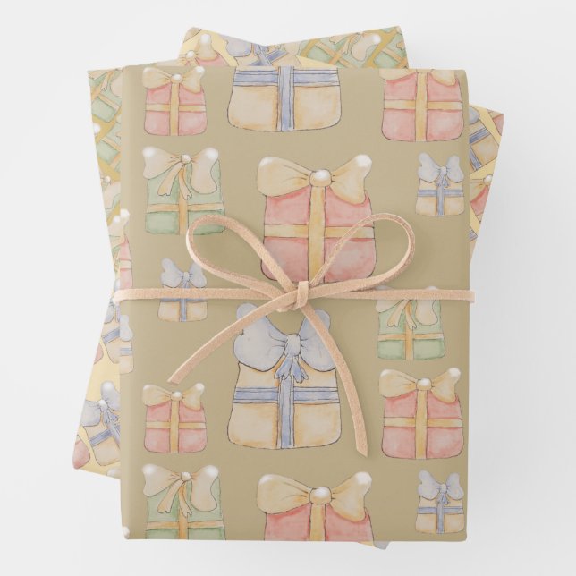 Niedliche Weihnachtsgeschenke handbemalt Geschenkpapier Set (Beispiel)