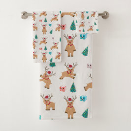 Niedliche Weihnachtsgeschenke und Baummuster Badhandtuch Set