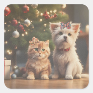 Niedliche Weihnachtsgeschenke und Hunde-Lover Quadratischer Aufkleber