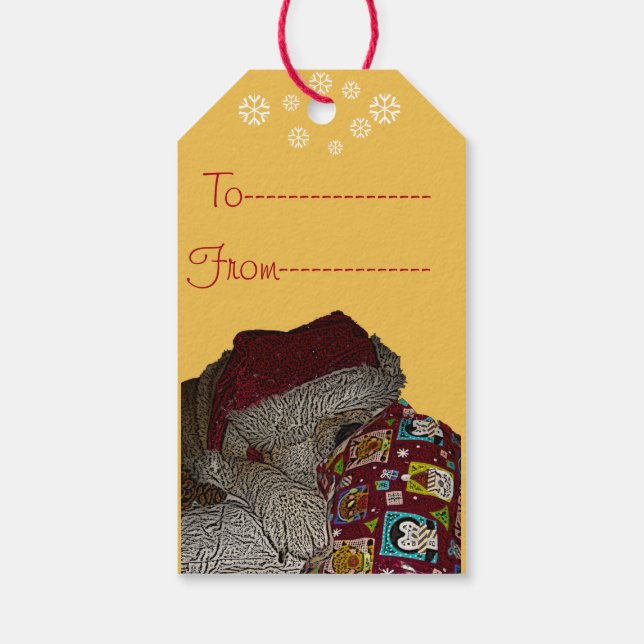 Niedliche Weihnachtsgeschenke von akita Weihnachts Geschenkanhänger (Rückseite)