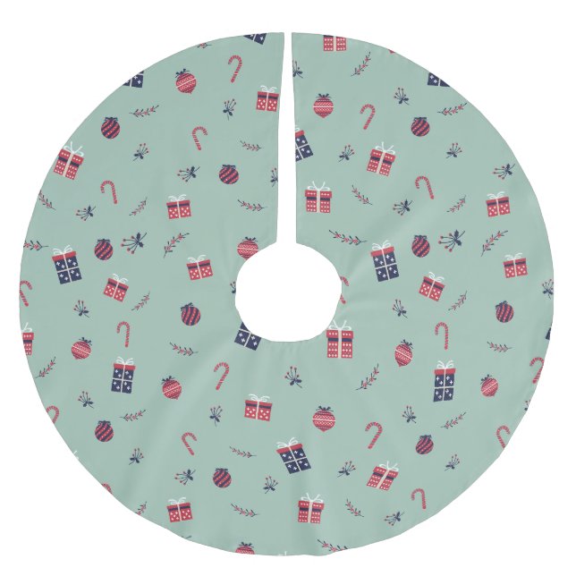 Niedliche Weihnachtsgeschenke Ziermuster Polyester Weihnachtsbaumdecke (Vorderseite)