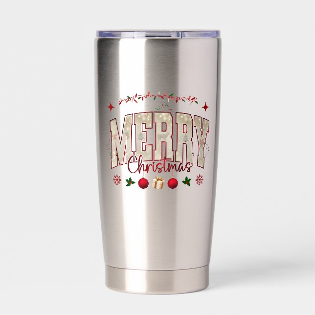 Niedliche Weihnachtsgestaltung Thermobecher (Vorderseite)