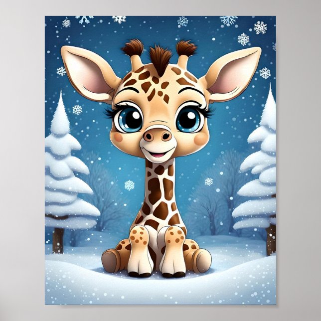 Niedliche WeihnachtsGiraffe OWN ART Lisa-Dawn Desi Poster (Vorne)