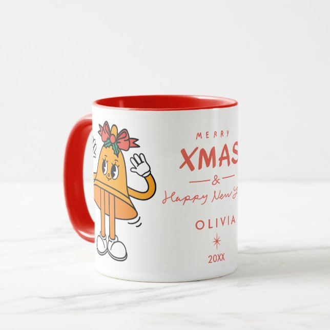 Niedliche Weihnachtsglocke-Tasse | Personalisierte Tasse (Vorderseite Links)
