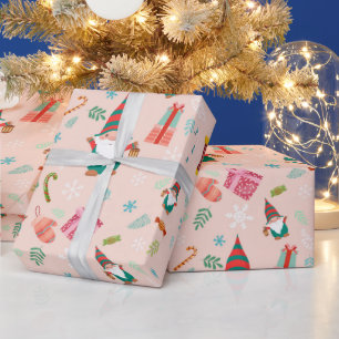 Niedliche Weihnachtsgnomen Geschenkpapier