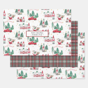 Niedliche Weihnachtsgnomen Merry n Bright Forest T Geschenkpapier Set