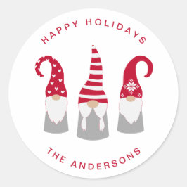 Niedliche Weihnachtsgnomen Runder Aufkleber