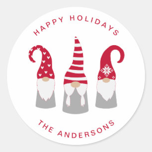 Niedliche Weihnachtsgnomen Runder Aufkleber