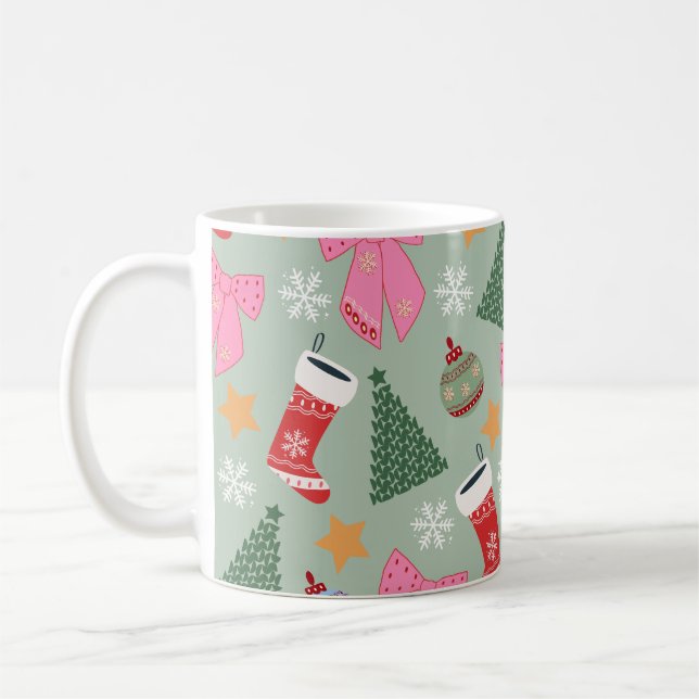 Niedliche Weihnachtsgrün Kaffeetasse (Links)