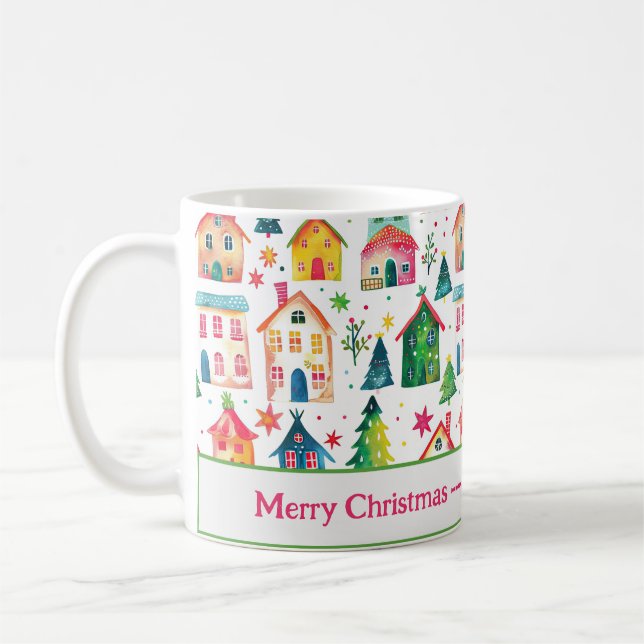 Niedliche Weihnachtshäuser Tasse (Links)